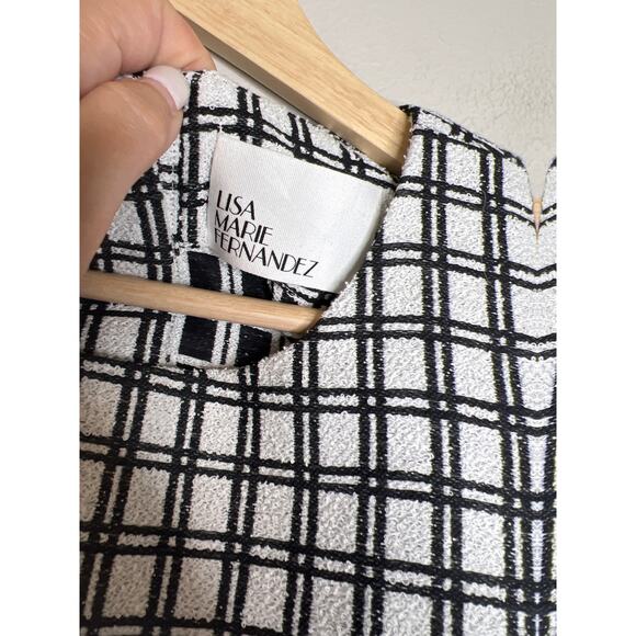 NWT Lisa Marie Fernandez Scalloped Checked Mini Dress Black & White Size: 8 - Picture 4 of 8